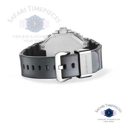 Watch strap with silver buckle on a white background, branded 'Safari Timepieces'.