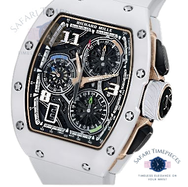 Luxury watch with intricate design on a white background, featuring the brand 'Richard Mille'.