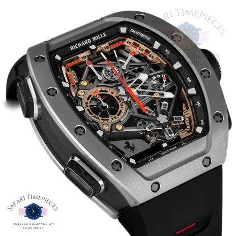 Richard Mille RM 43-01 Tourbillon Split-Seconds Chronograph Ferrari Limited Edition closeup front face 
