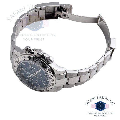 Silver watch with a detailed face on a white background, featuring the brand 'Safari Timepieces'.