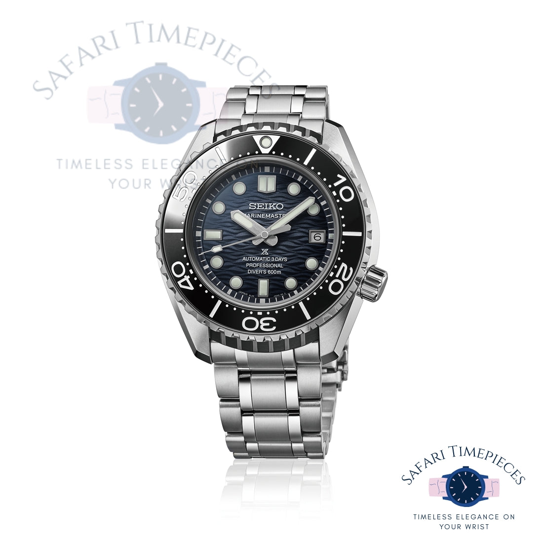 Seiko watch with silver bracelet on a white background