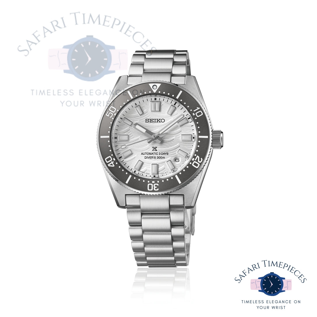 Seiko watch with silver bracelet on a white background