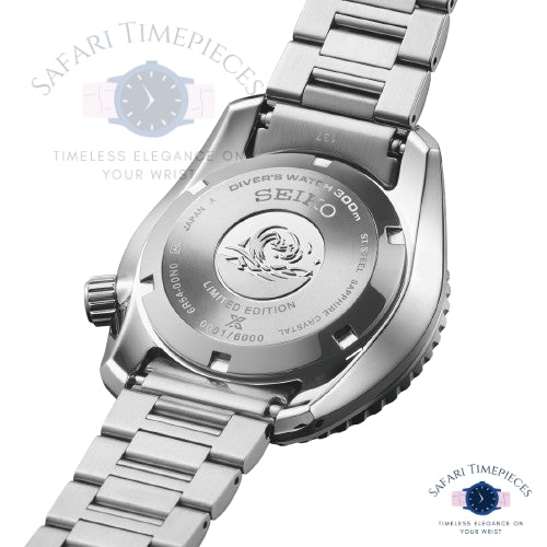Silver Seiko watch with brand name on a white background