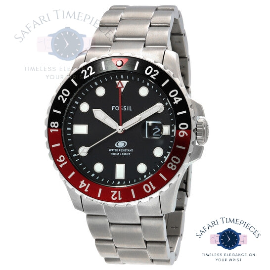 Fossil Blue GMT Stainless Steel Watch - Red/Black