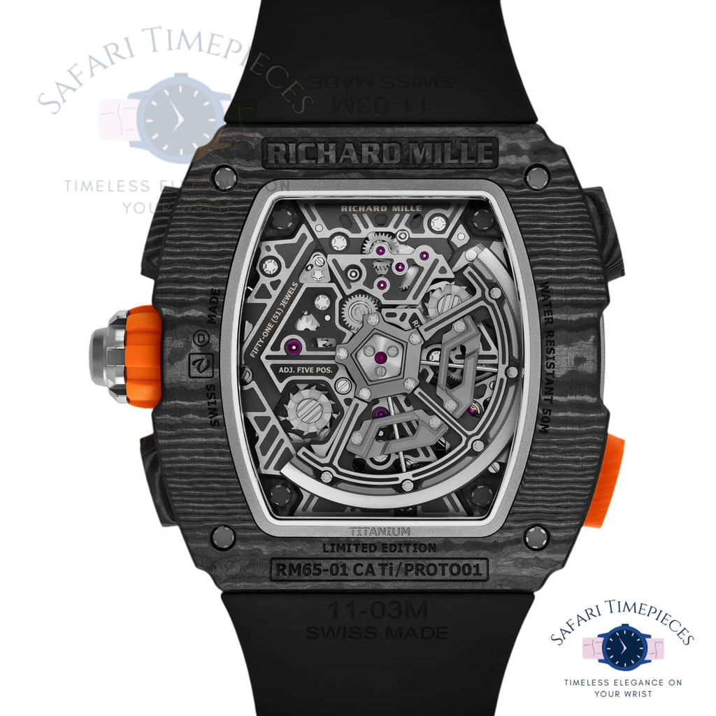 Black Richard Mille RM 65-01 Split-seconds Chronograph McLaren W1 back with visible logo