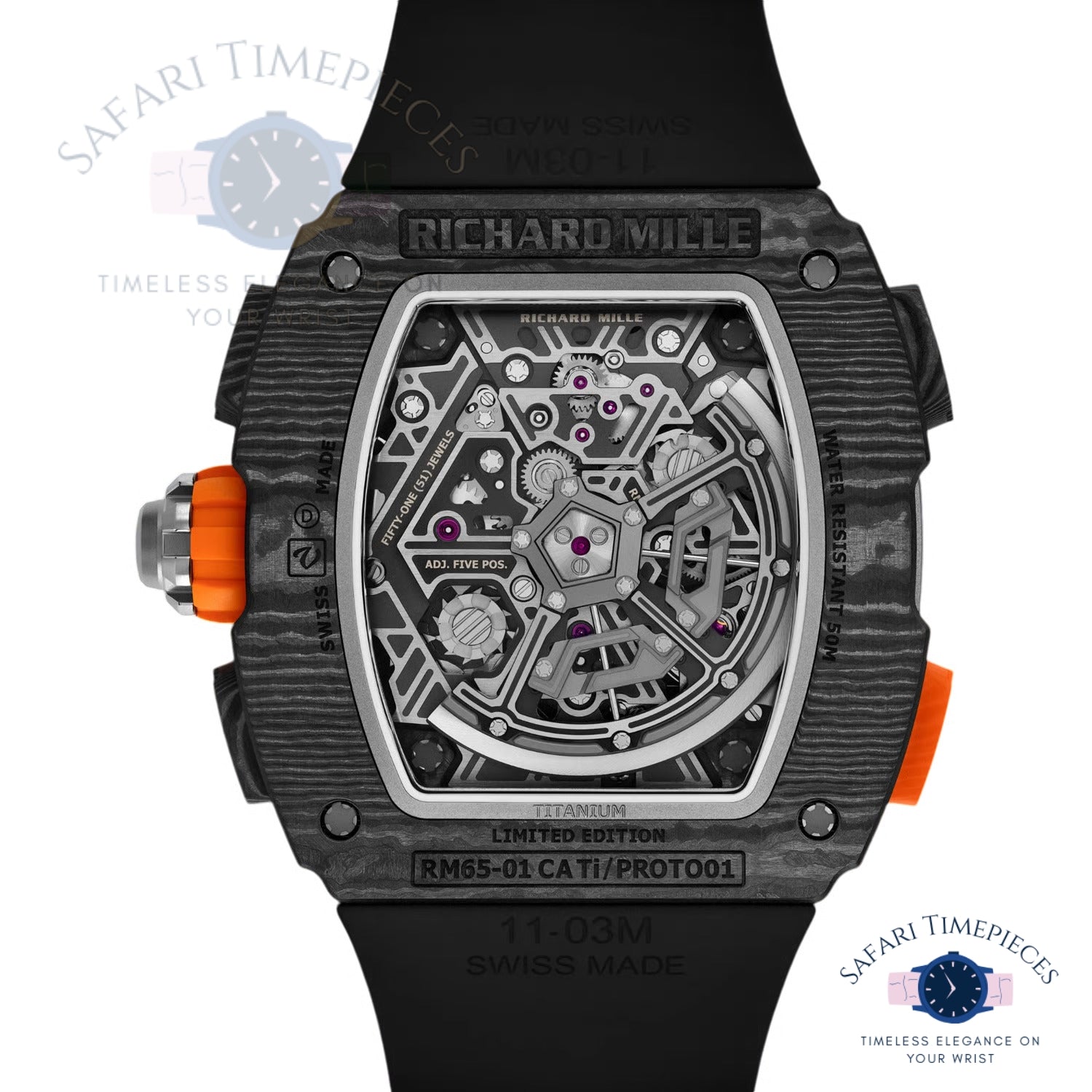 Black Richard Mille RM 65-01 Split-seconds Chronograph McLaren W1 back with visible logo