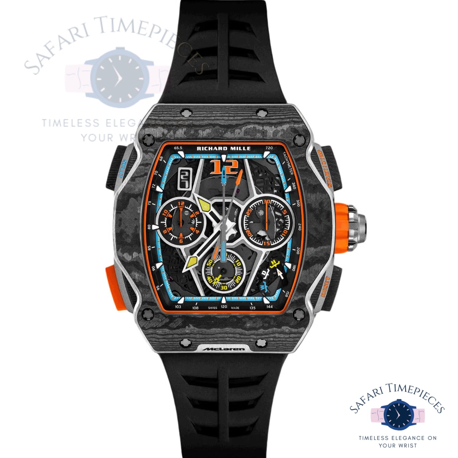 Richard Mille RM 65-01 Split-seconds Chronograph McLaren W1 front face on white bg